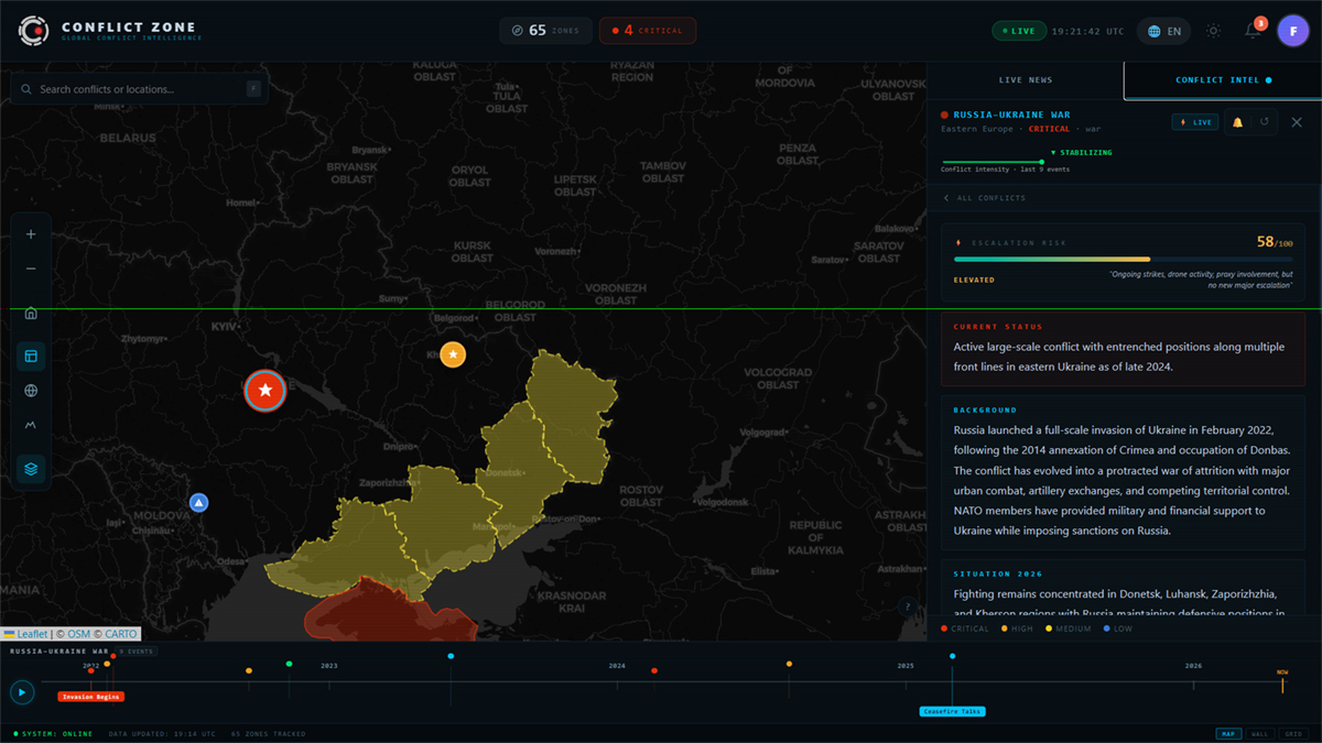 Contingency World Map ConflictZone — Global Conflict Intelligence